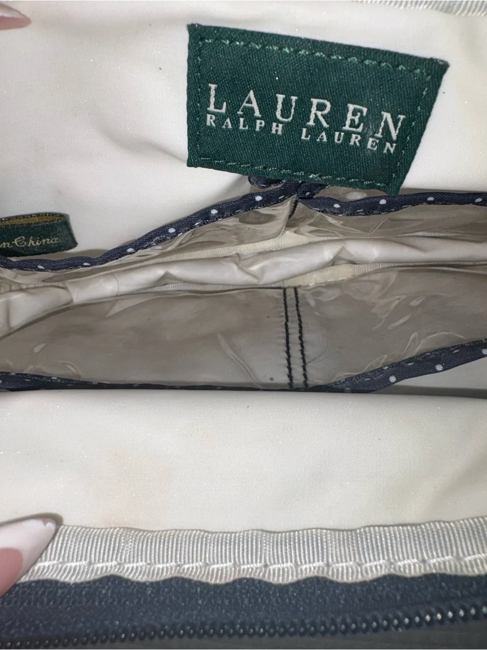 Ralph Lauren Navy with White Dot Cosmetic Case